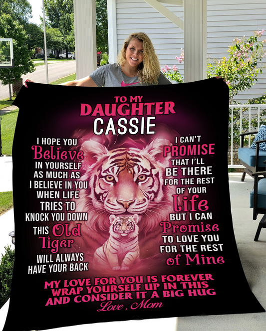 Personalize Name Blanket | To My Daughter Pink Tiger | From Mom