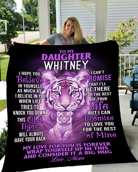 Personalize Name Blanket | To My Daughter Purple Tiger | From Mom