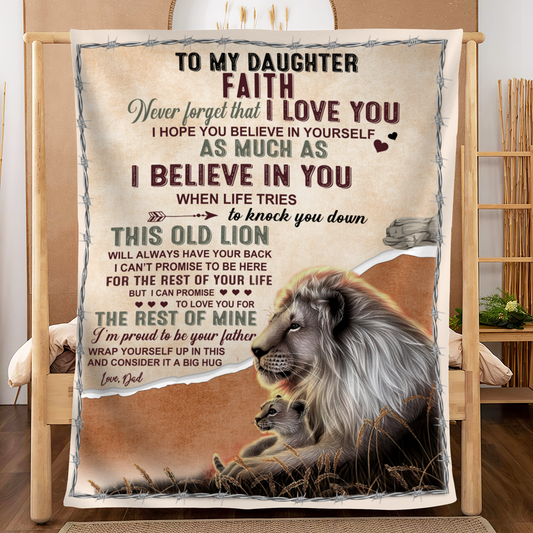 Personalize To My Daughter Lion Blanket | From Dad