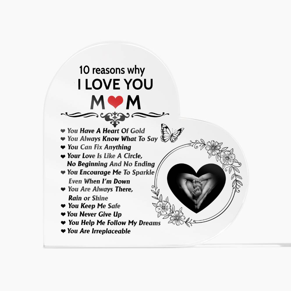 10 reasons why I LOVE YOU MOM | Acrylic Plaque Night Light Gift | Gift