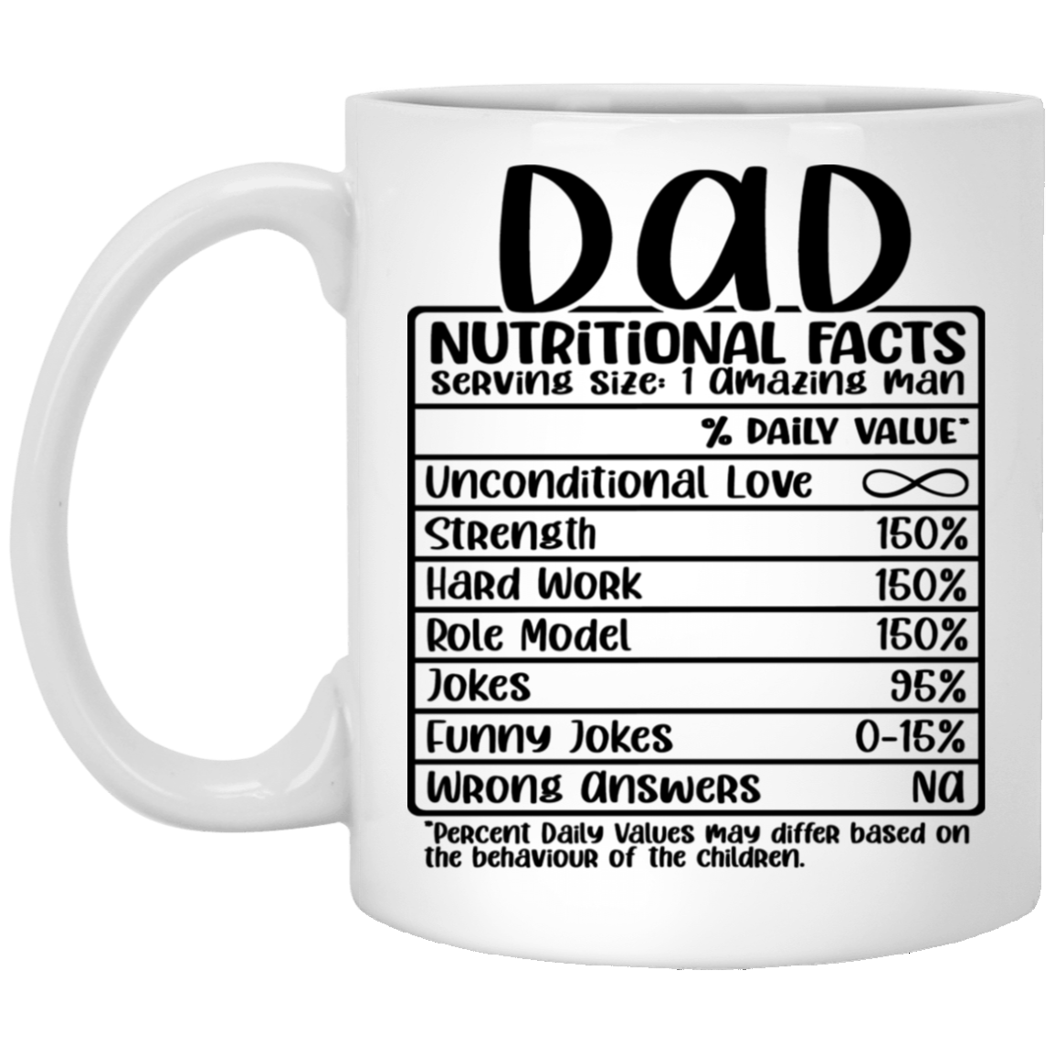 Dad Nutritional Facts 11 oz. White Mug☕