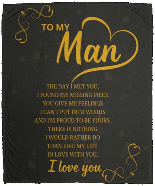 To My Man Gold Heart Blanket